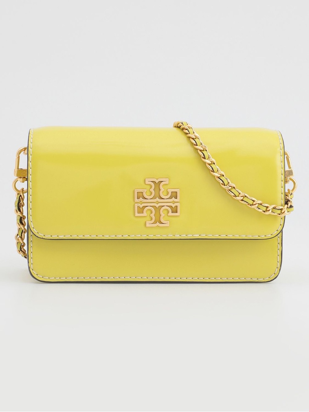 Tory Burch Women's Britten Patent Chain crossbody (Island Chartreuse)